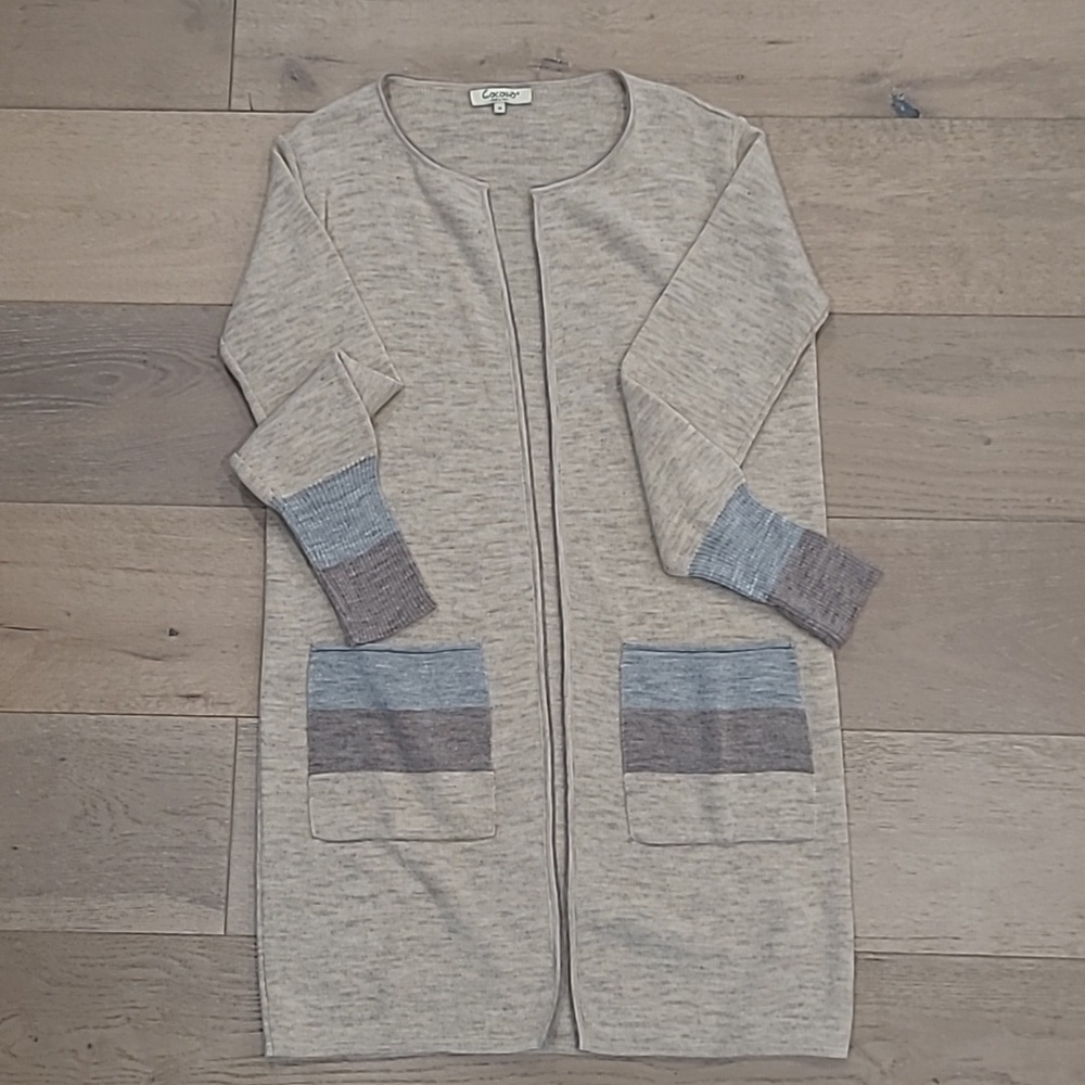 EUC Cocogio Sweater Women's Medium Made in Italy Wool Blend Long Open Cardigan